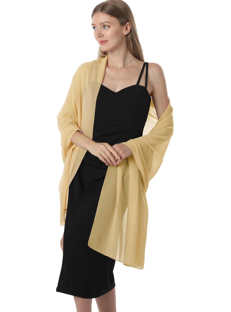 Hotshawl شالات شيفون هوتشوال للفساتين المسائية للنساء، وشاح ناعم أنيق، وشاح زفاف، شال زفاف (ذهبي، مقاس واحد) - Image 5